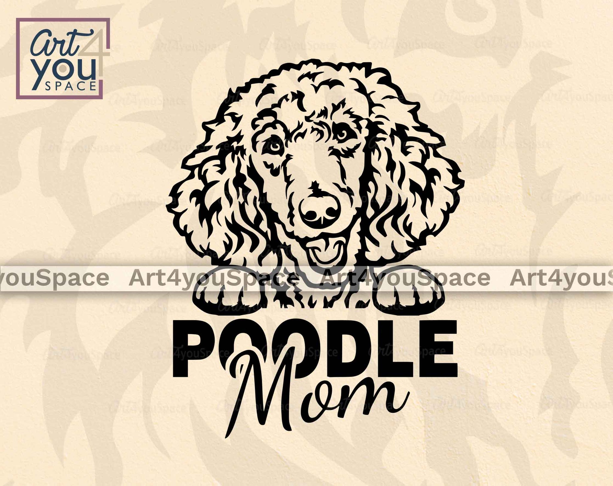 Poodle Mom SVG File Cricut, Funny Dog Face Paws Vector Clipart Downloa