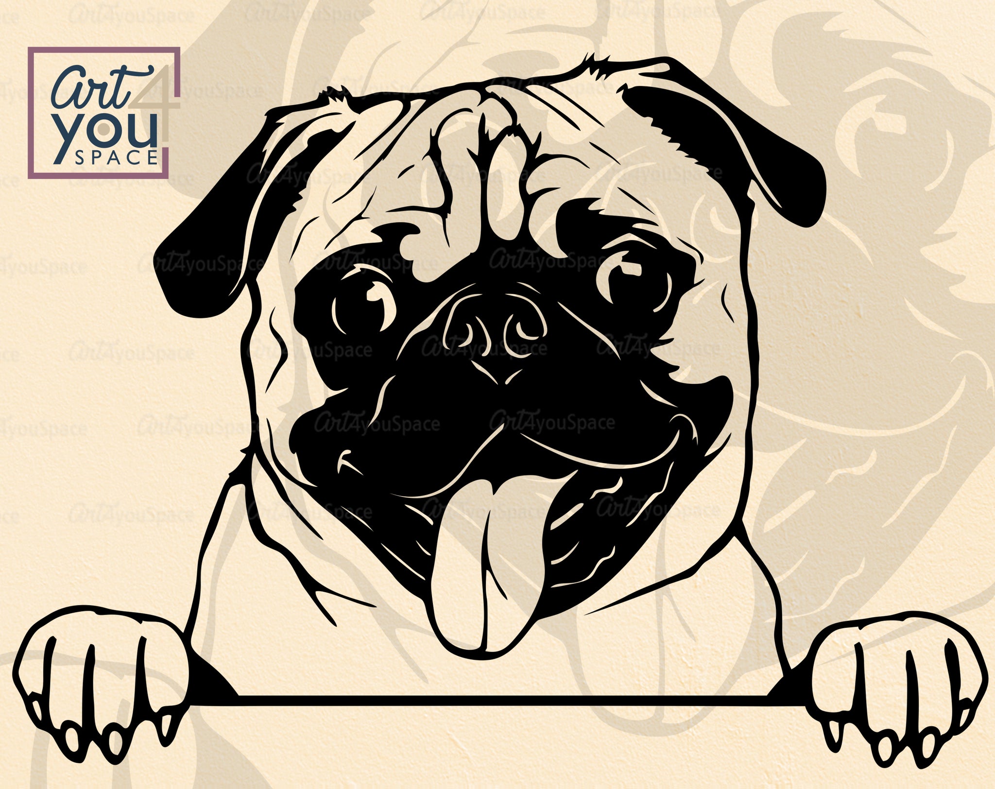 Pug Dog SVG PNG DXF Cricut, Clipart ,Download, Vector, Printable