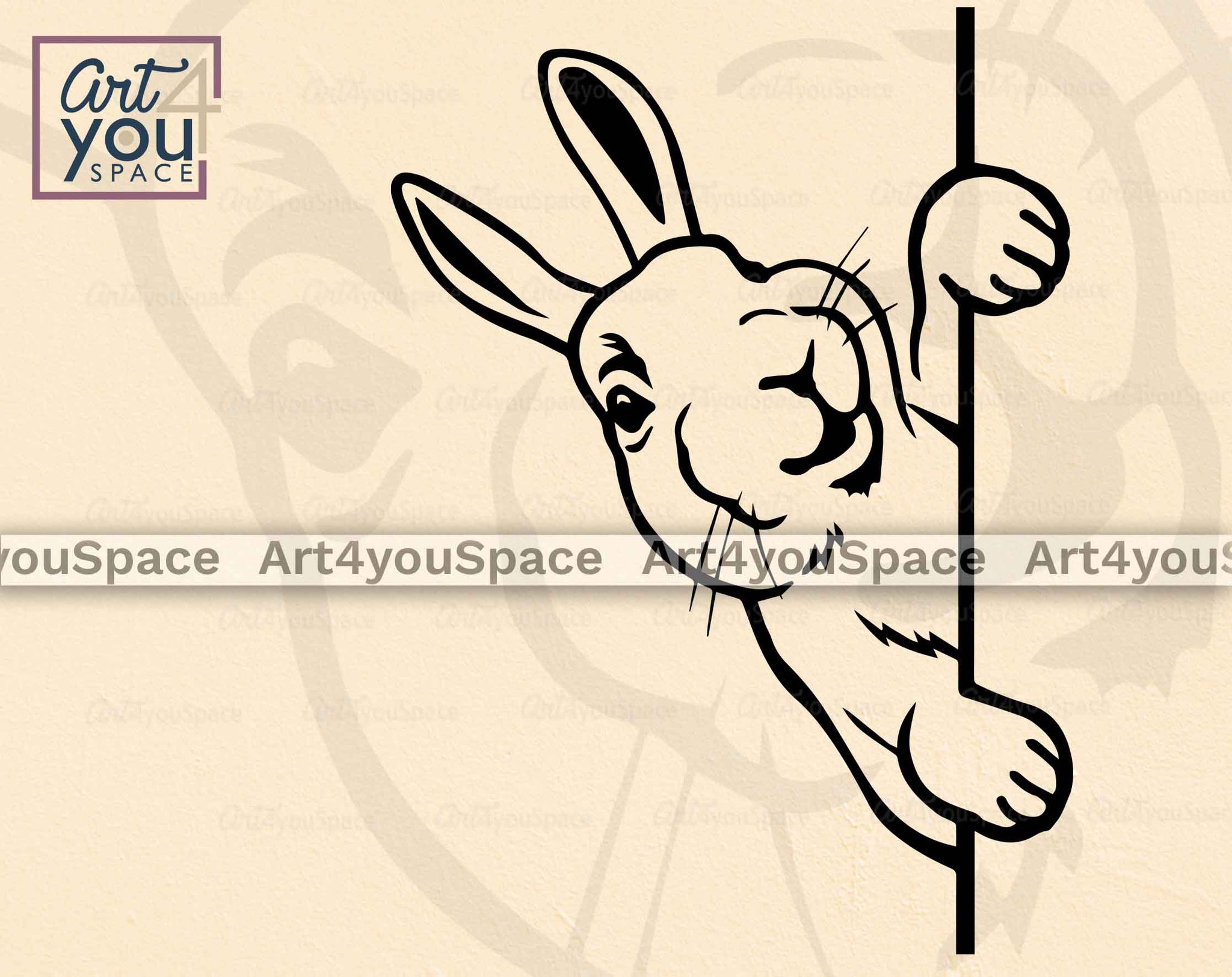 Funny Easter Bunny SVG, Peeking Rabbit Vector Download PNG DXF, Cricut