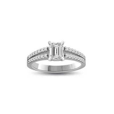 Anello di fidanzamento Solitario Composto con diamanti sul gambo in Platino - R283