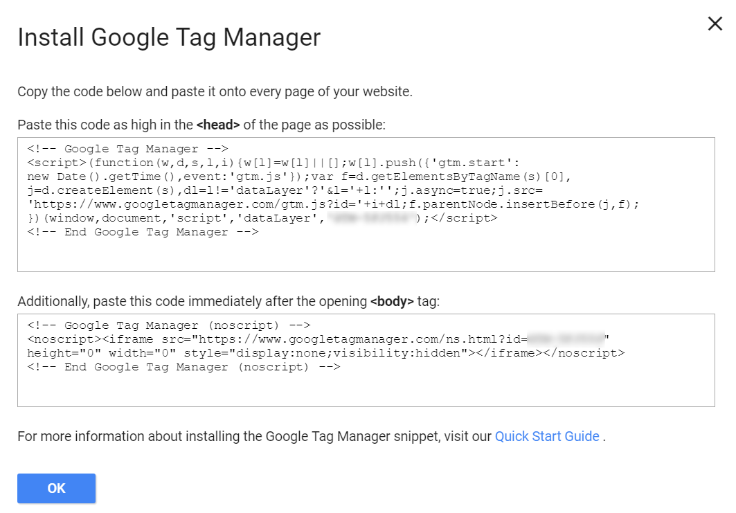 Google Tag Manager code example