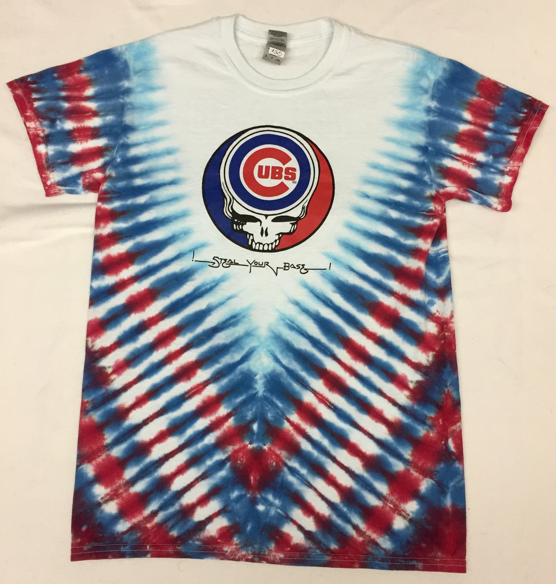 Stitches Chicago Cubs Team Color Bullseye Tie Dye T-Shirt X-Large