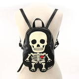 Glow in the Dark Skeleton Mini Backpack in Vinyl Material, on mannequin front view