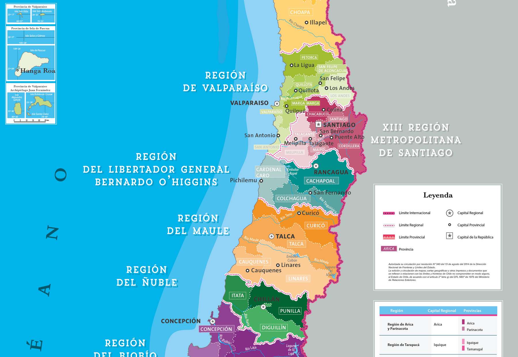 Mapa Chile de suelo (Político) – Editorial Compass