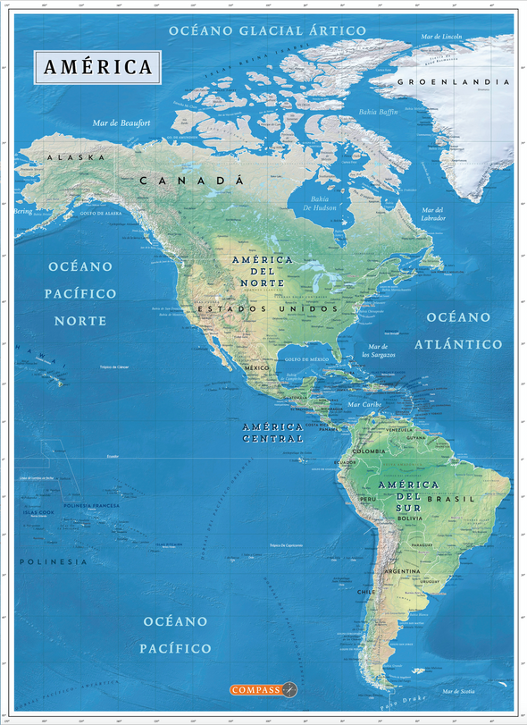 Mapa Físico De América Editorial Compass 4982