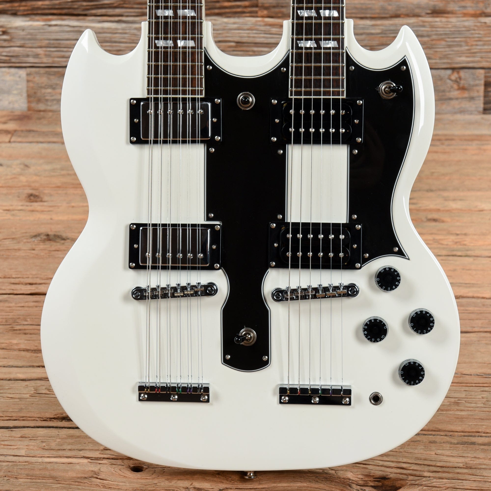 epiphone sg double neck white