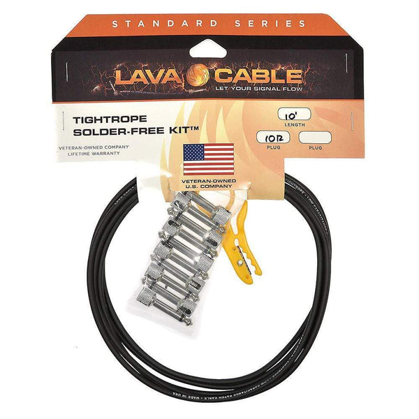 LAVA CABLE SOLDER-FREE PEDAL BOARD KIT 10RIGHT-ANGLE PLUGS BLACK