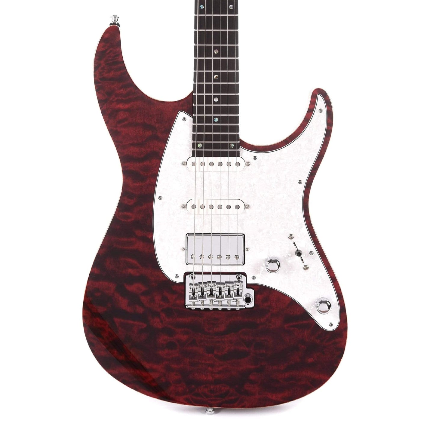 Mayones Aquila QM 6 Quilted Maple Dirty Red Gloss – Chicago Music Exchange
