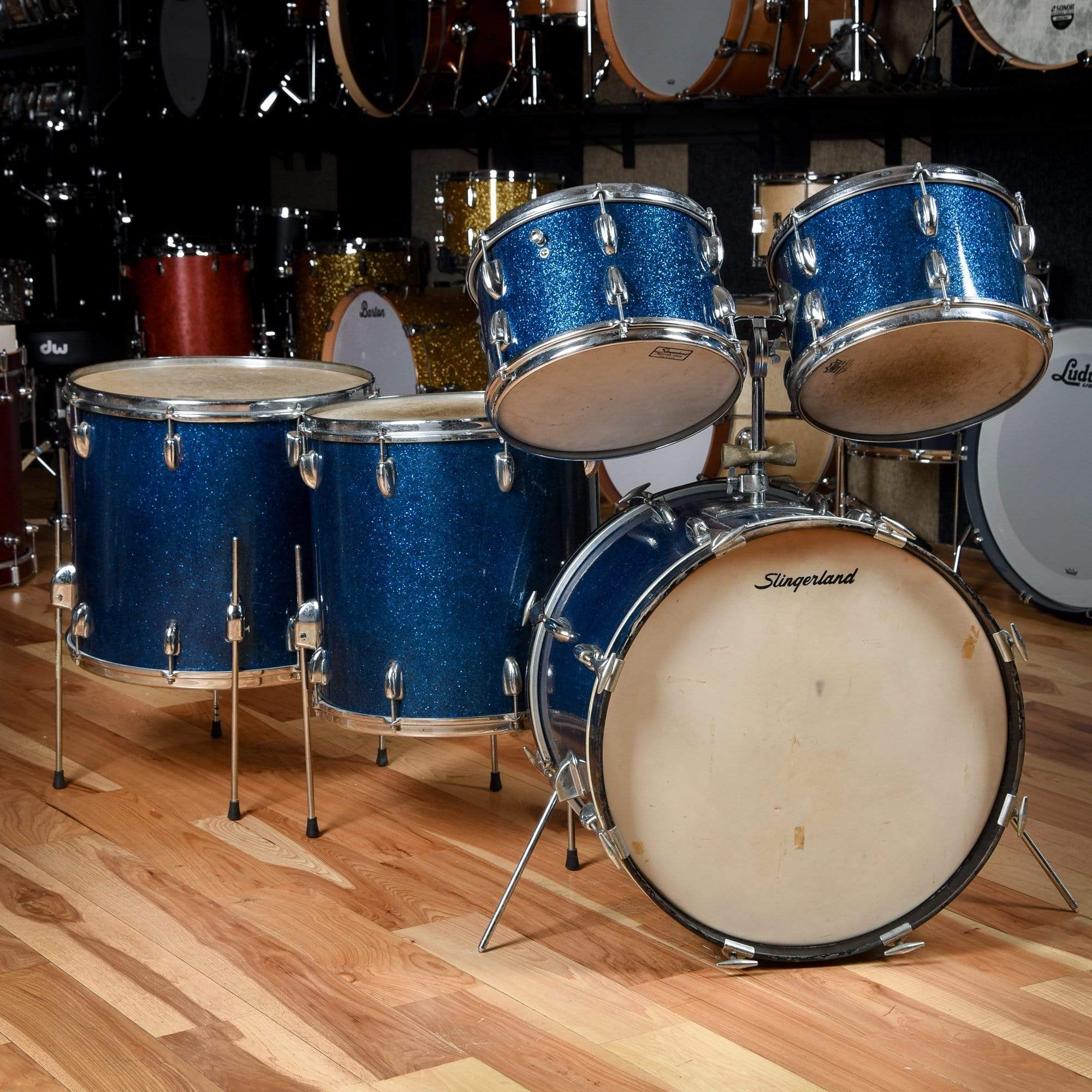 Slingerland 12/12/16/18/20 Blue Sparkle 1960s