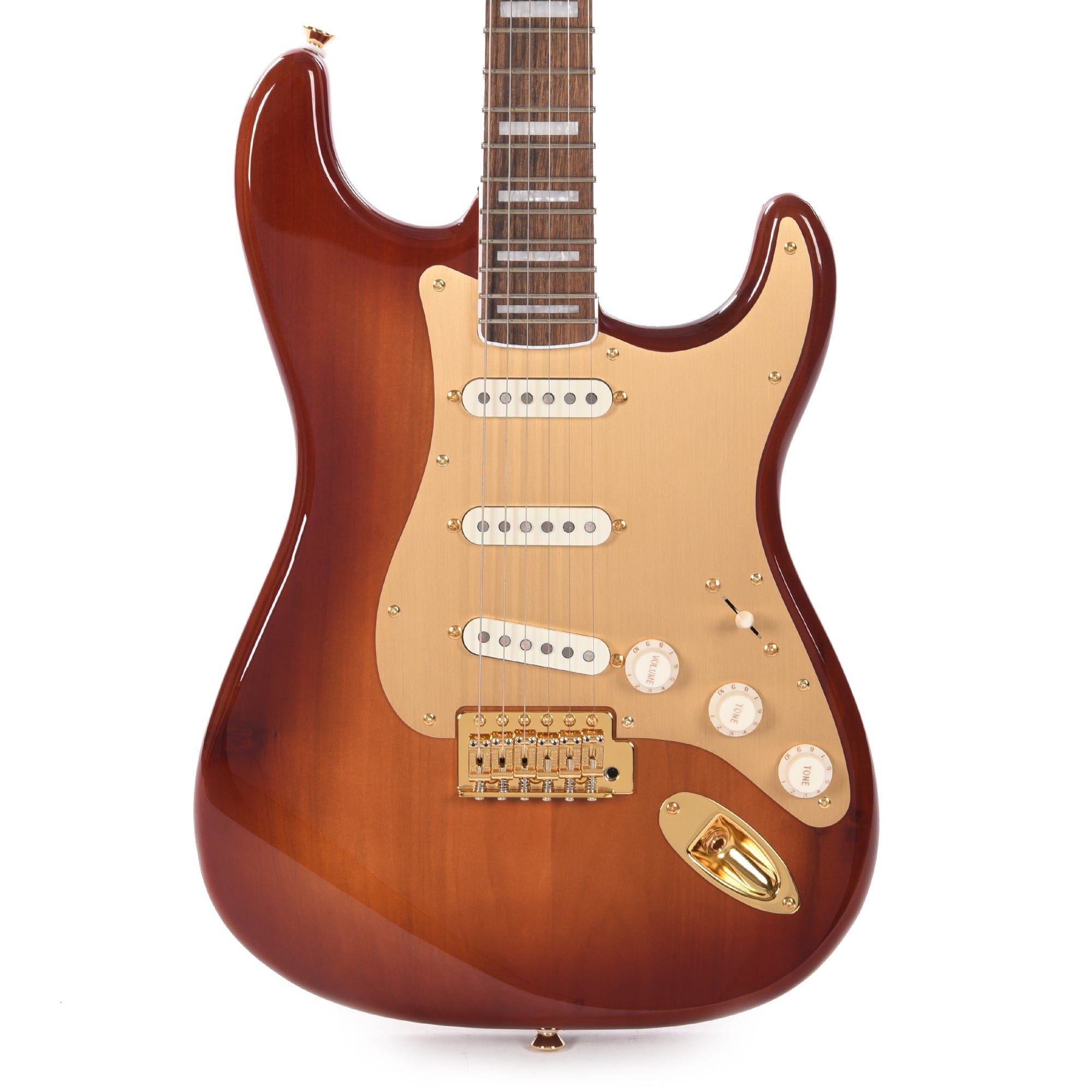 sunburst strat with gold pickguard