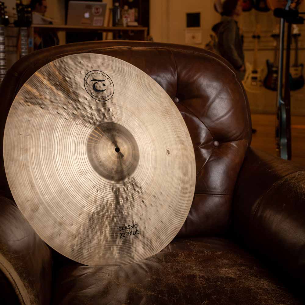 Turkish Cymbal Classic Series on a brown leather chair