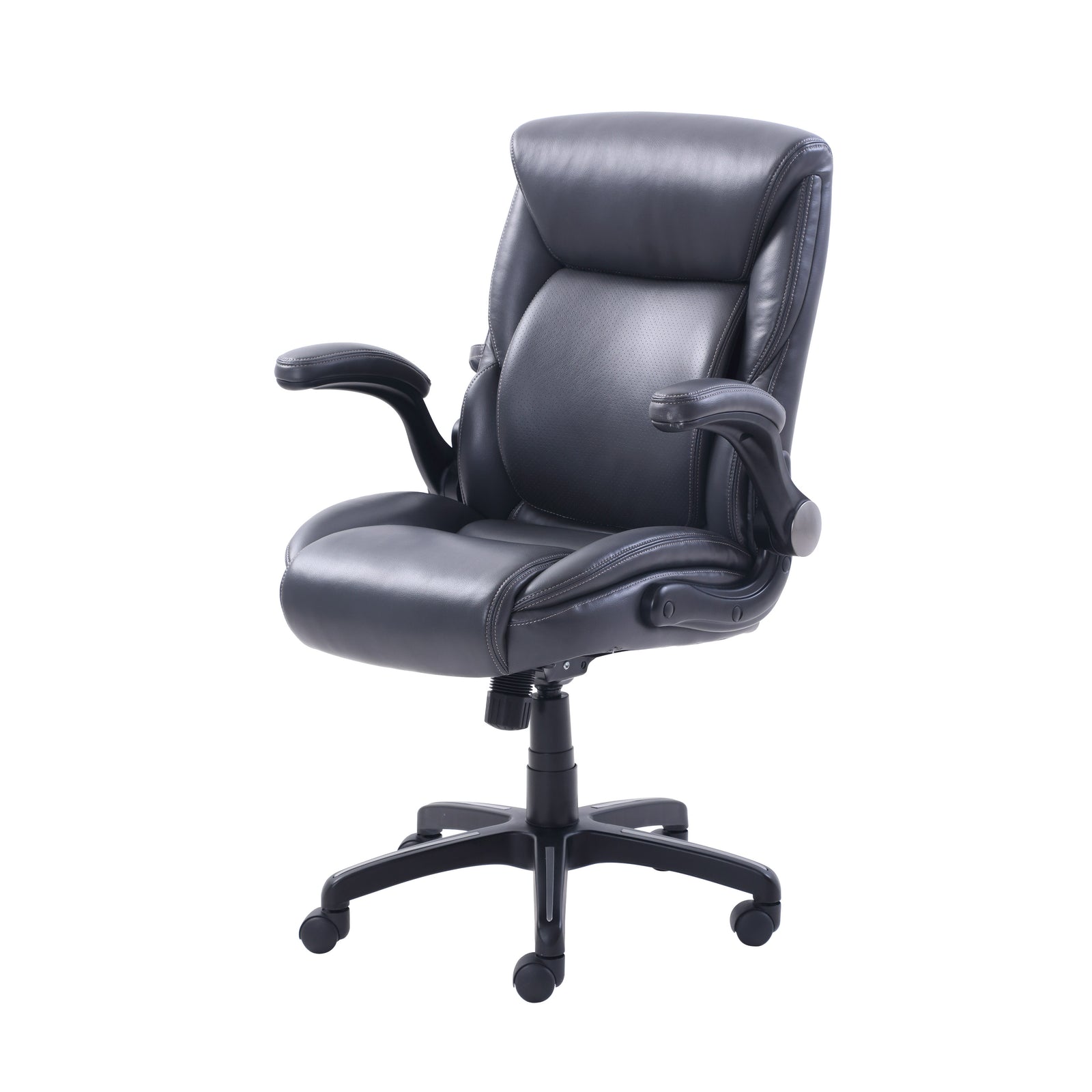 Serta Air Lumbar Bonded Leather Manager Office Chair, Gray