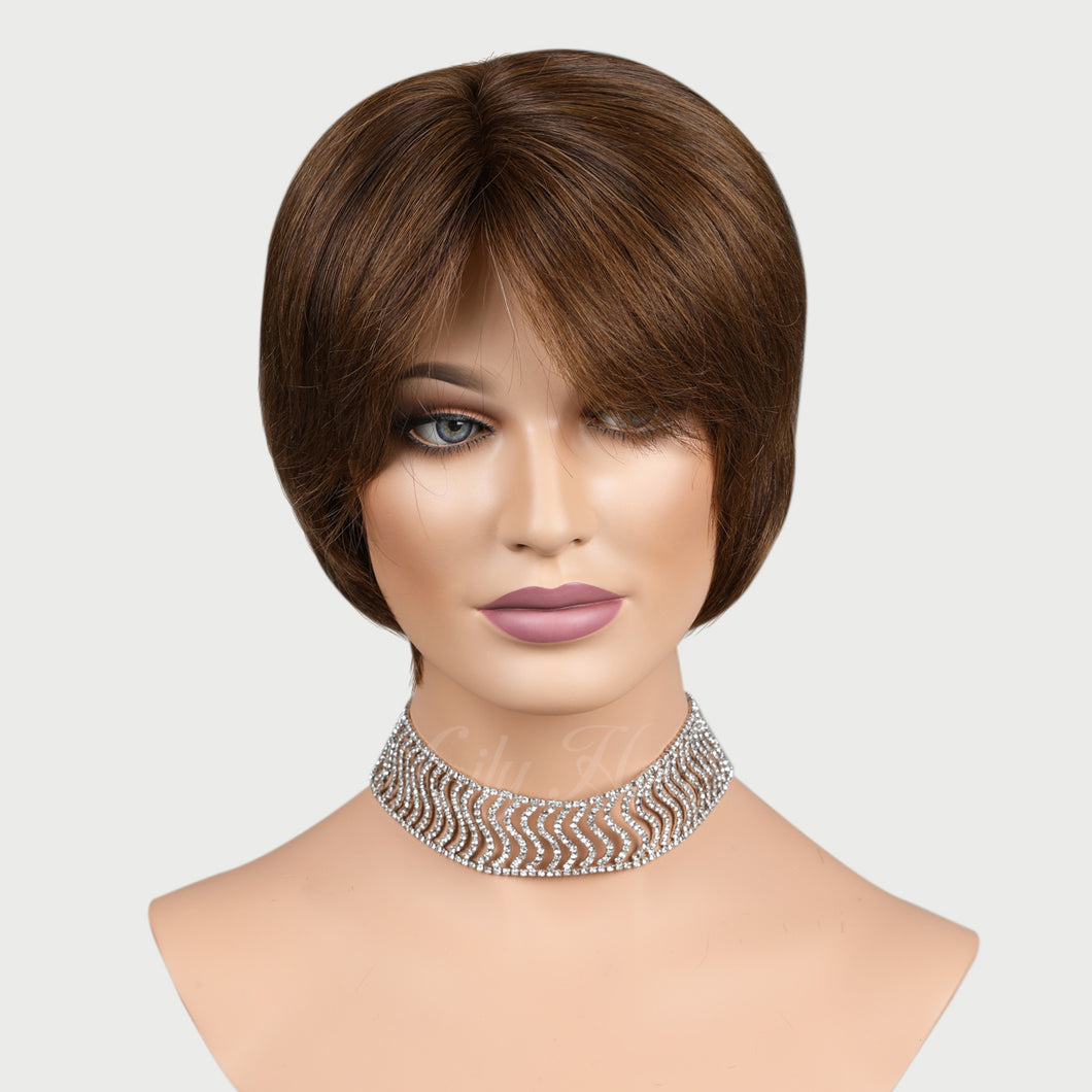 Jenae 100% Human Hair Pixie Monofilament Wigs H4/6