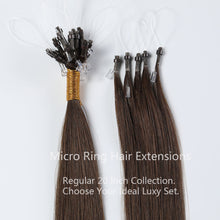 Load image into Gallery viewer, #4 Chestnut Brown Color Micro Ring Hair Extensions 