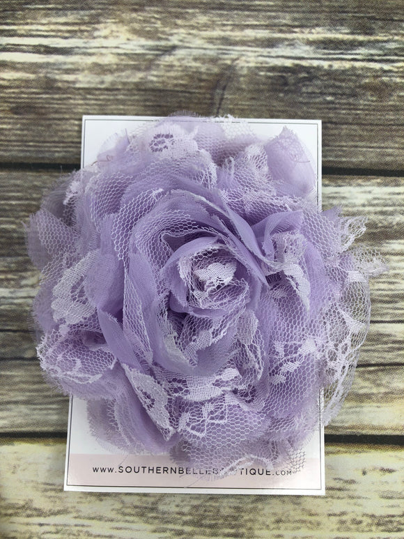 Large lavender lace chiffon headband