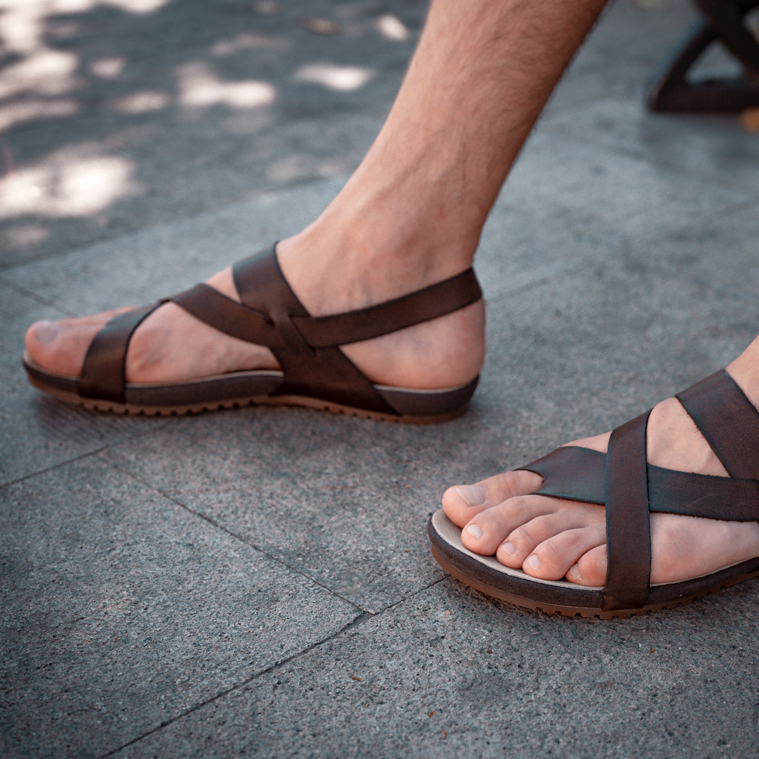 Ares - Black leather sandal with ankle strap – Holysouq - Handmade Leather  Creations