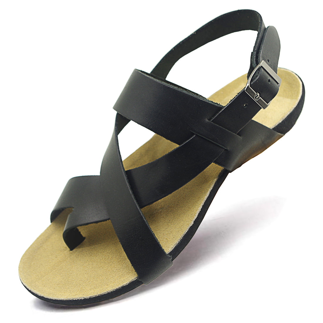Ares - Black leather sandal with ankle strap – Holysouq - Handmade Leather  Creations
