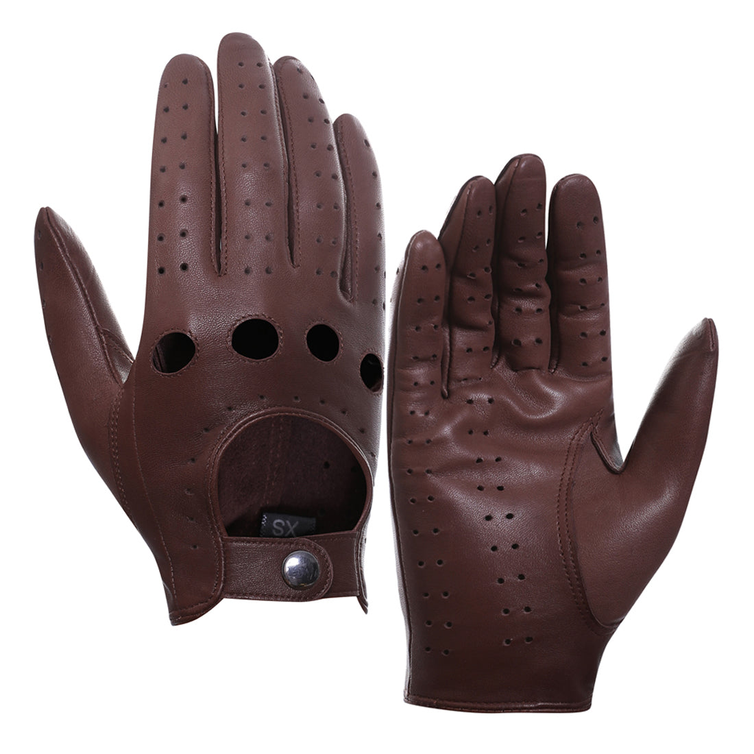 Women’s Fingerless Leather Driving Gloves, Cognac / L