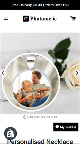 see how your uploaded photo looks like in your personalised necklace