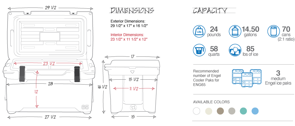 Engel 65 Cooler Specifications