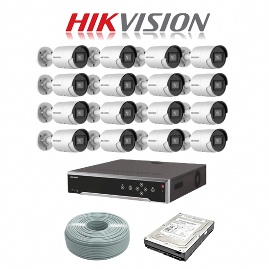 Kit Vidéo Surveillance PRO IP HIKVISION : 16x Caméras POE Dômes IR 30M 4 MP  + Enregistreur NVR 16 canaux H265+ 3000 Go Europ - C