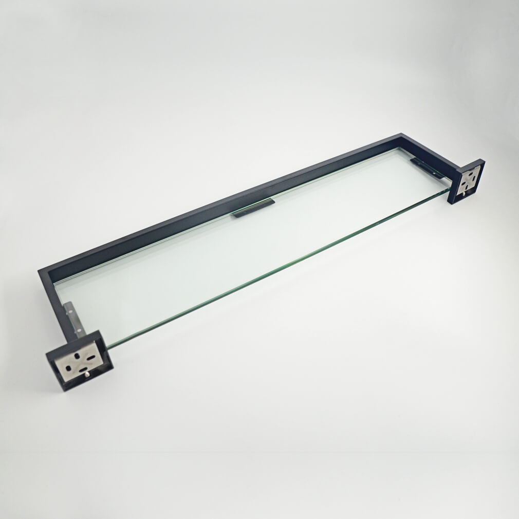 black glass bathroom shelf