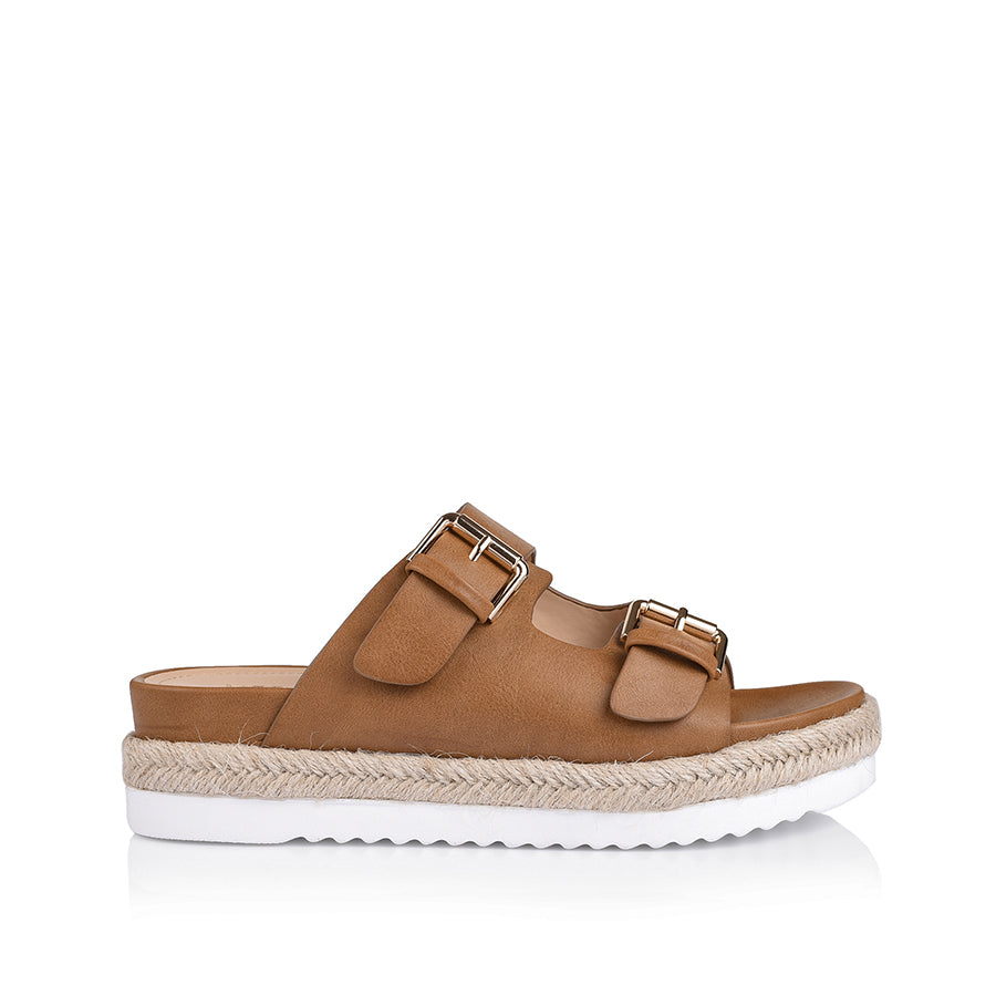 Denmark Footbed Slides - Tan Softee - Verali Shoes product image