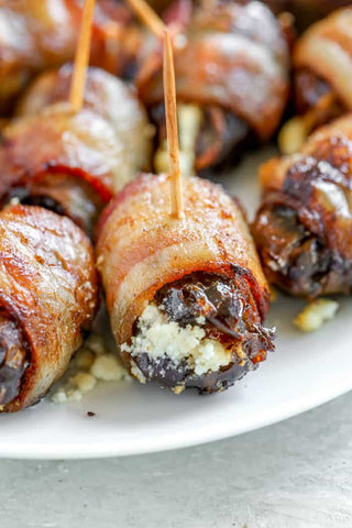 Bacon Wrapped Dates with Herbed Goat Cheese