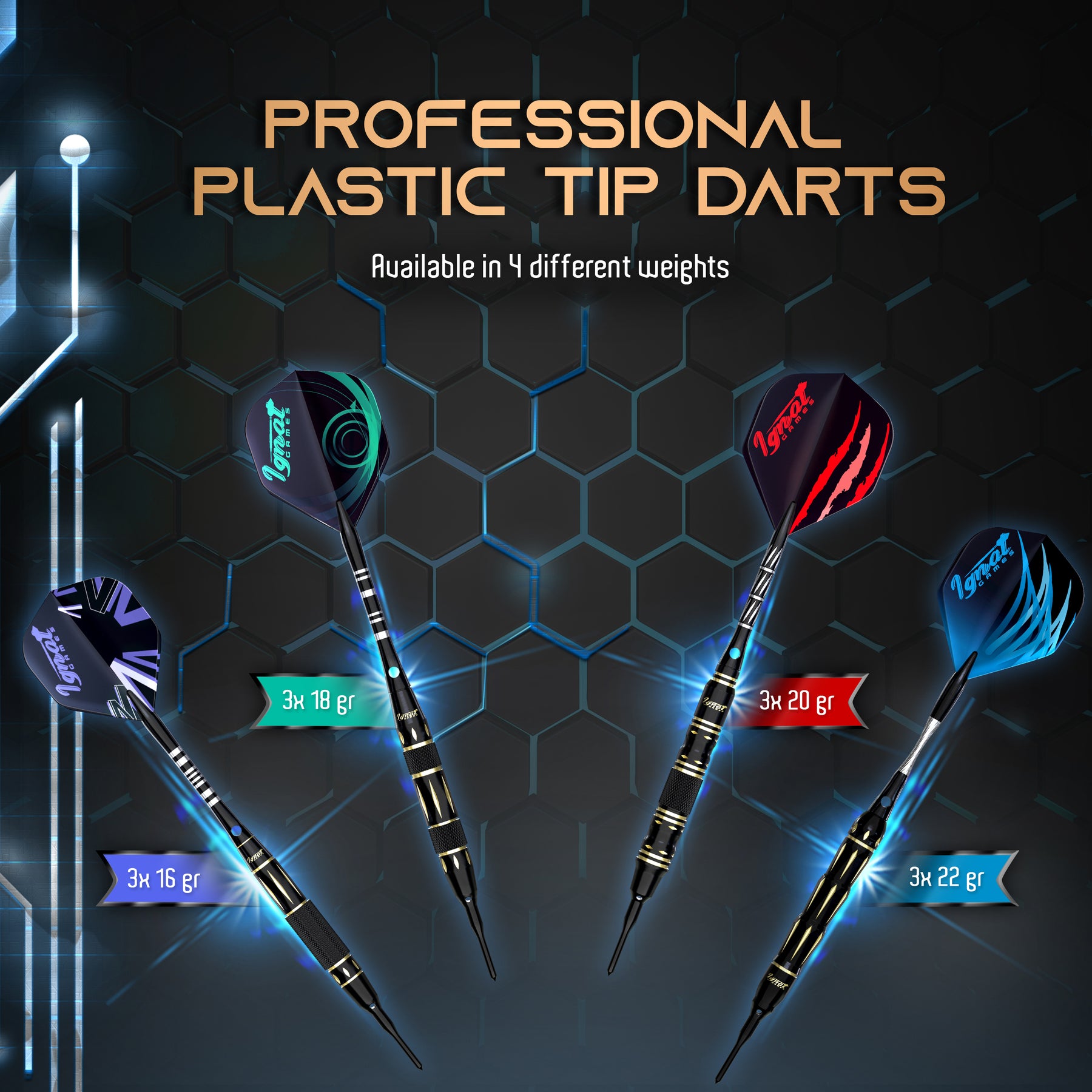 IgnatGames Darts | Professional Soft Tip Darts Set | 20g Acient Dragon