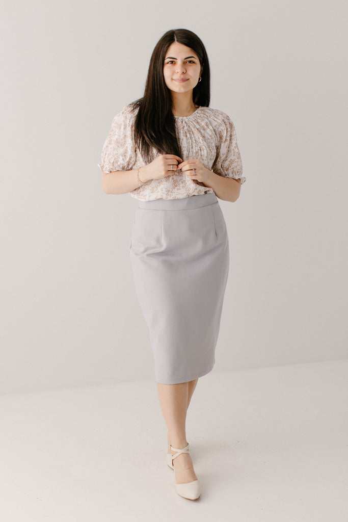 Anna' Pencil Skirt in Pearl Grey – The Main Street Exchange