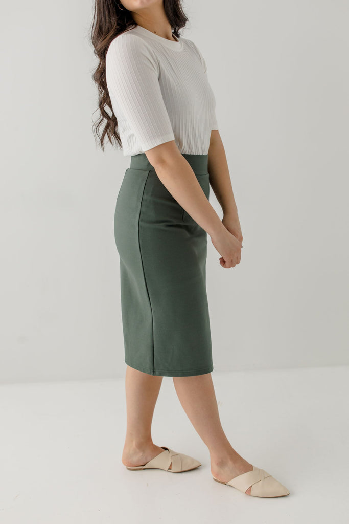 Anna' Pencil Skirt in Dusty Green FINAL SALE – The Main Street Exchange