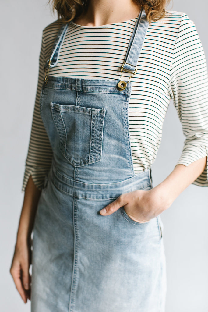 light denim overall dress