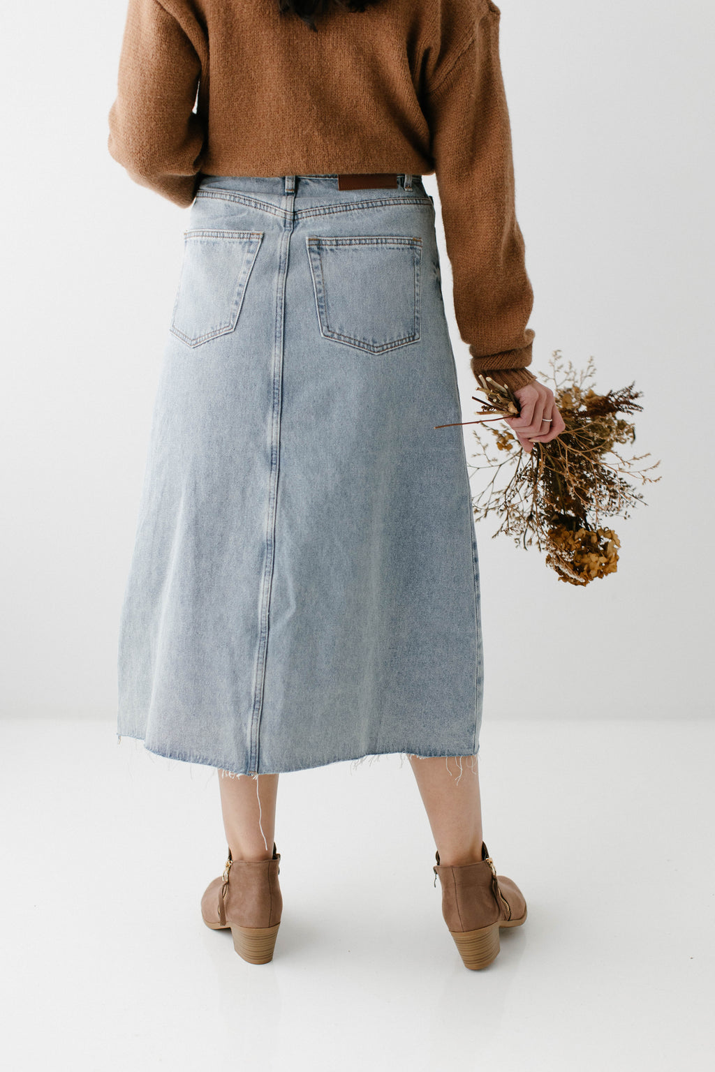 'Brooke' A-Line Denim Midi Skirt – The Main Street Exchange