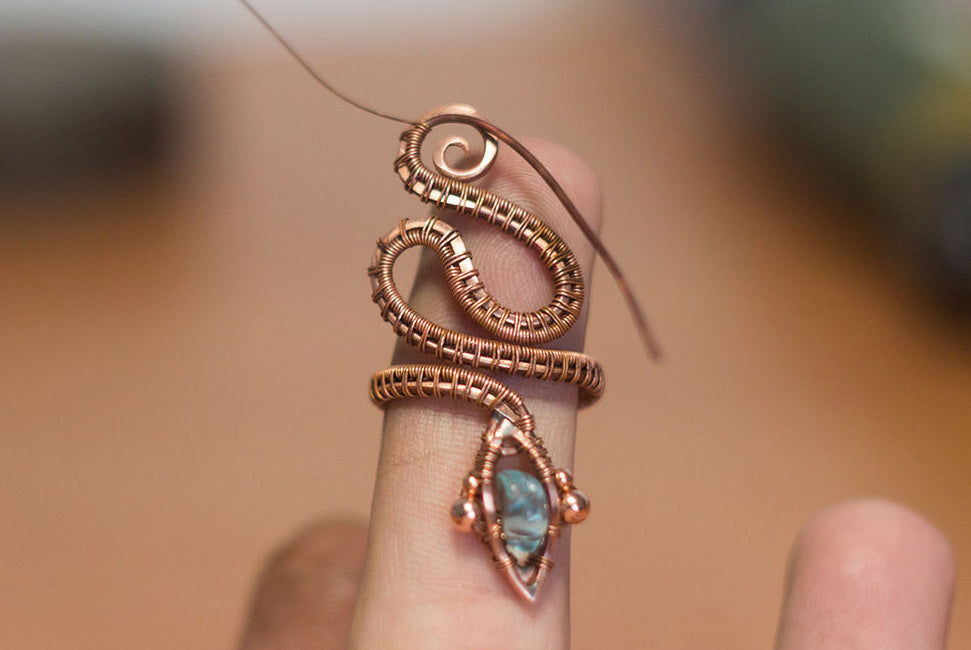 DIY Copper Snake Ring. Free wire wrapping tutorial pic 28