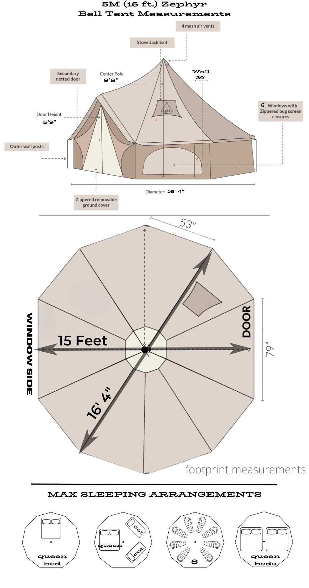 specs for 16 bell tent