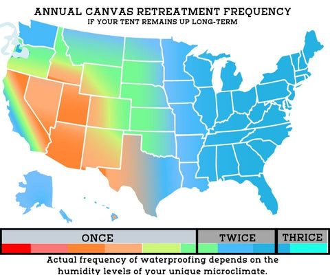 canvas tent waterproofing map