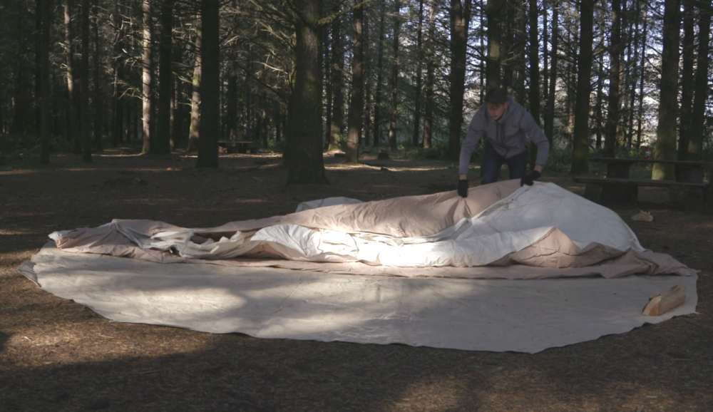 Unpacking bell tent