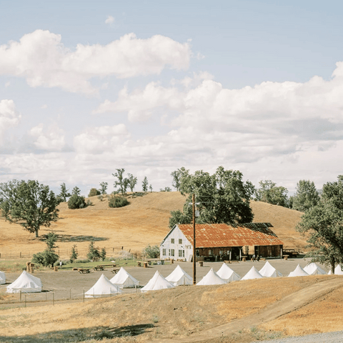 Tentes cloches en toile sur la ferme Wanderlust