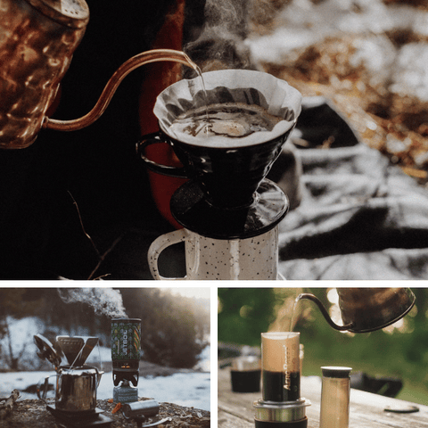 making coffee at a campsite