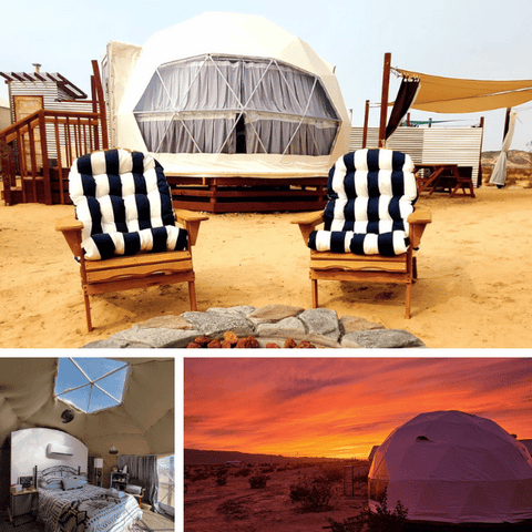 geodesic dome glamping tent in California desert