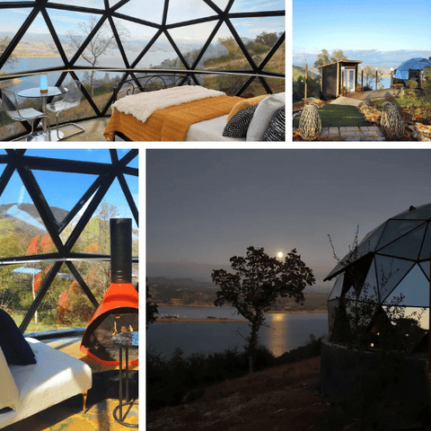 Glamping con cúpula geodésica en invernadero en el norte de California