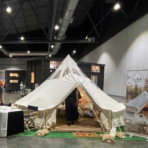 glamping tent at tradeshow