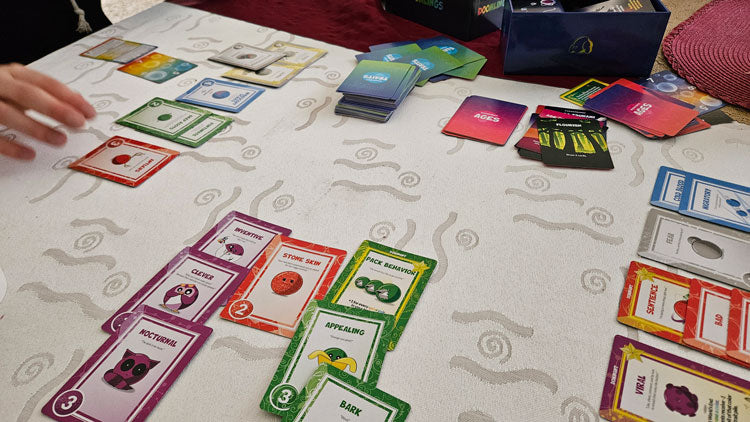 doomlings card game; 3 player setup.