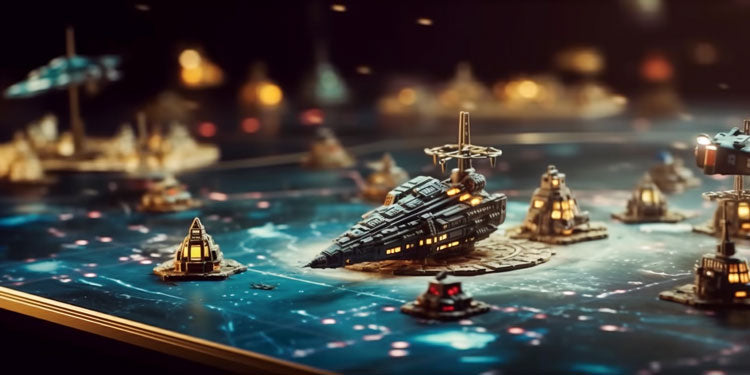 an imagined board game with space ships and space exploration