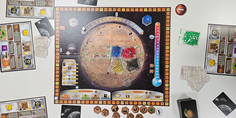 terraforming mars board game and its components in action