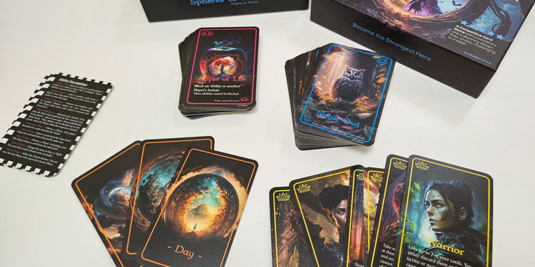 cards and box of the spheres of life card game