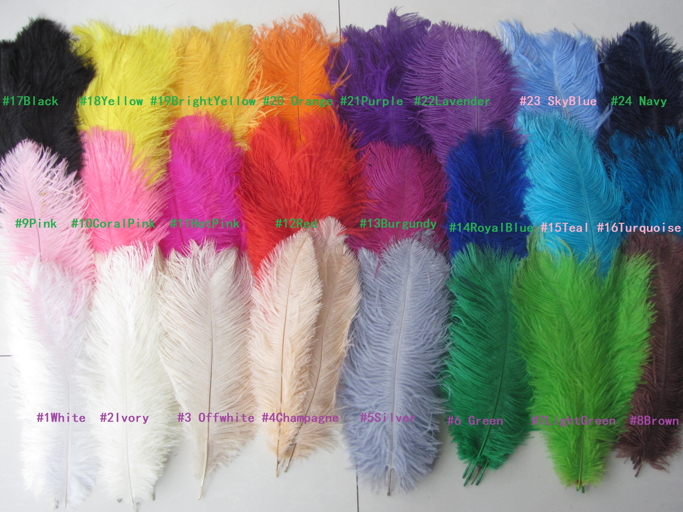 high quality ostrich feather white champagne 