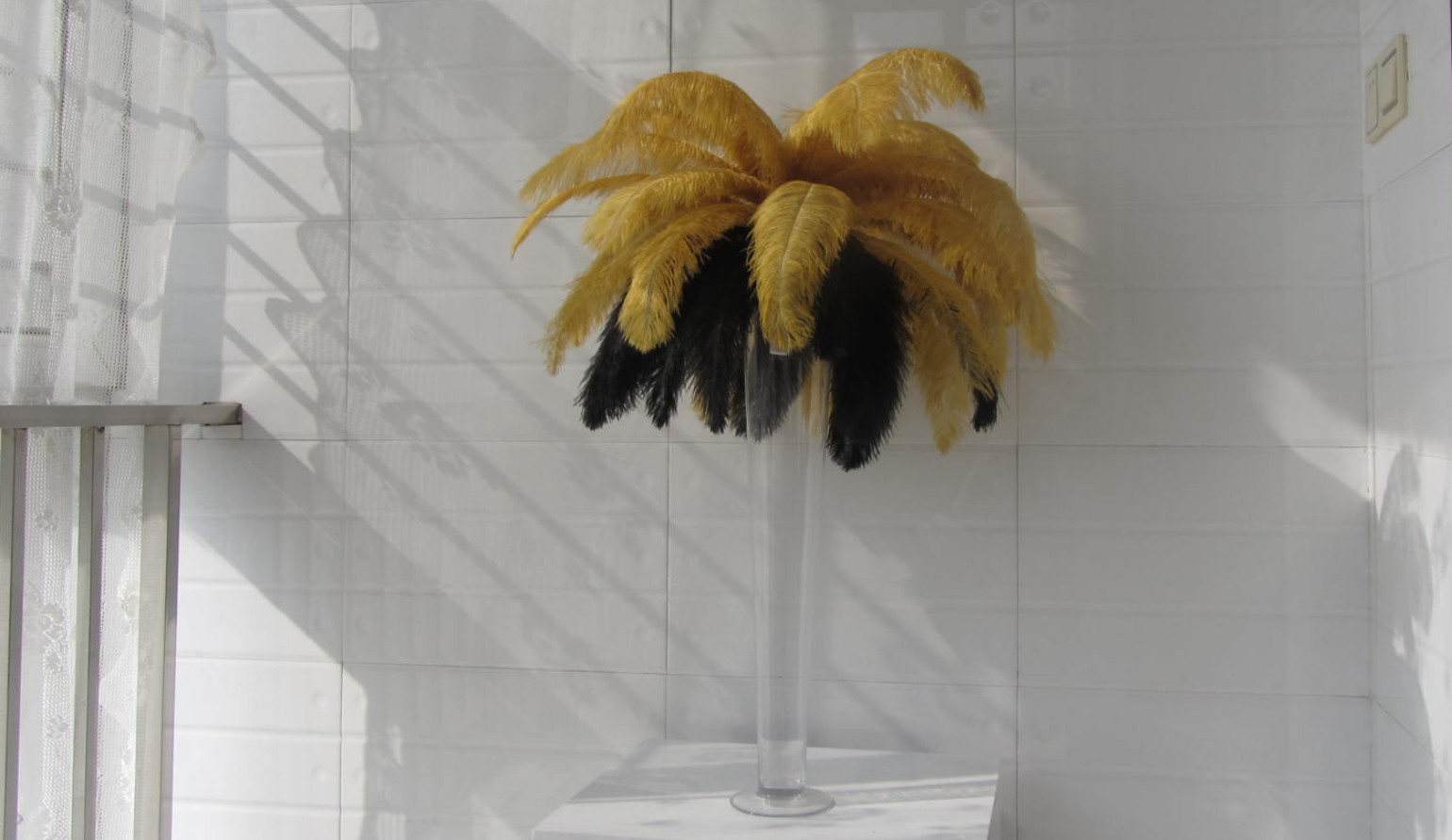 black and gold ostrich feathers