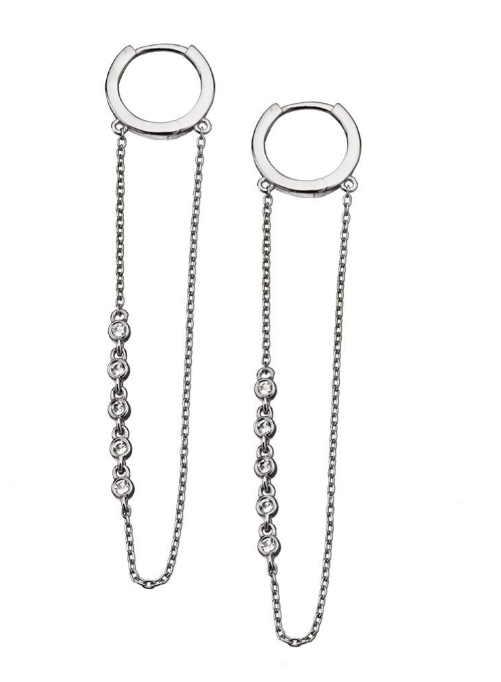 JENNIFER ZEUNER | Mira Earring in Sterling Silver with Chain and Stones