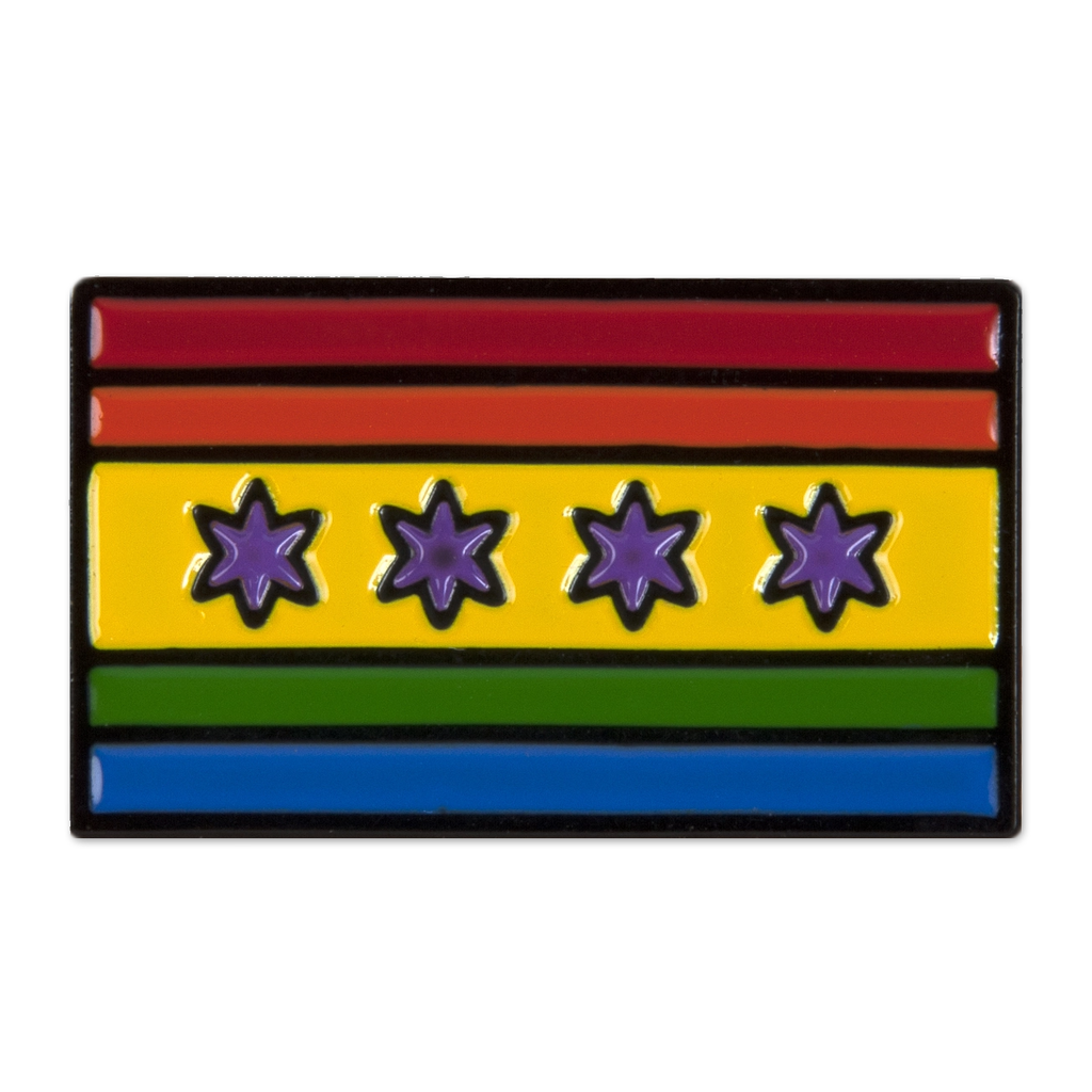 Chicago Pride Flag Enamel Pin CAC Design Store